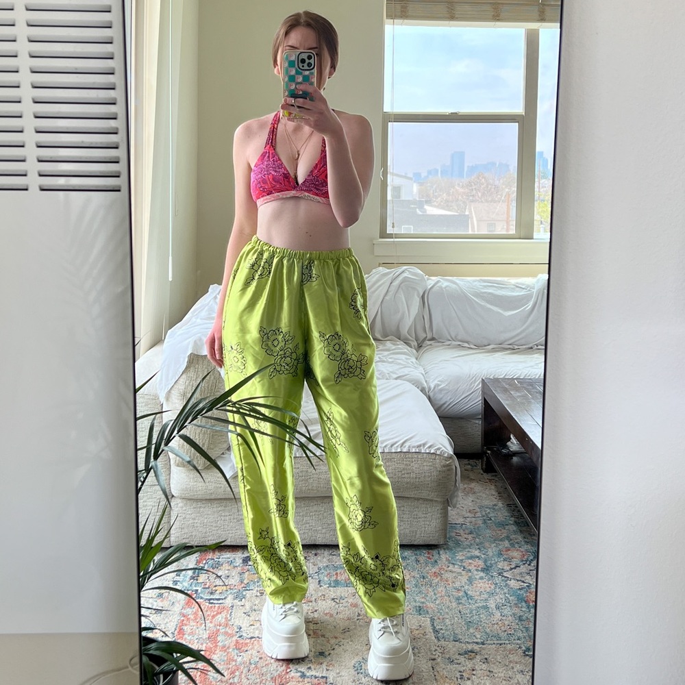 Green Floral Pants